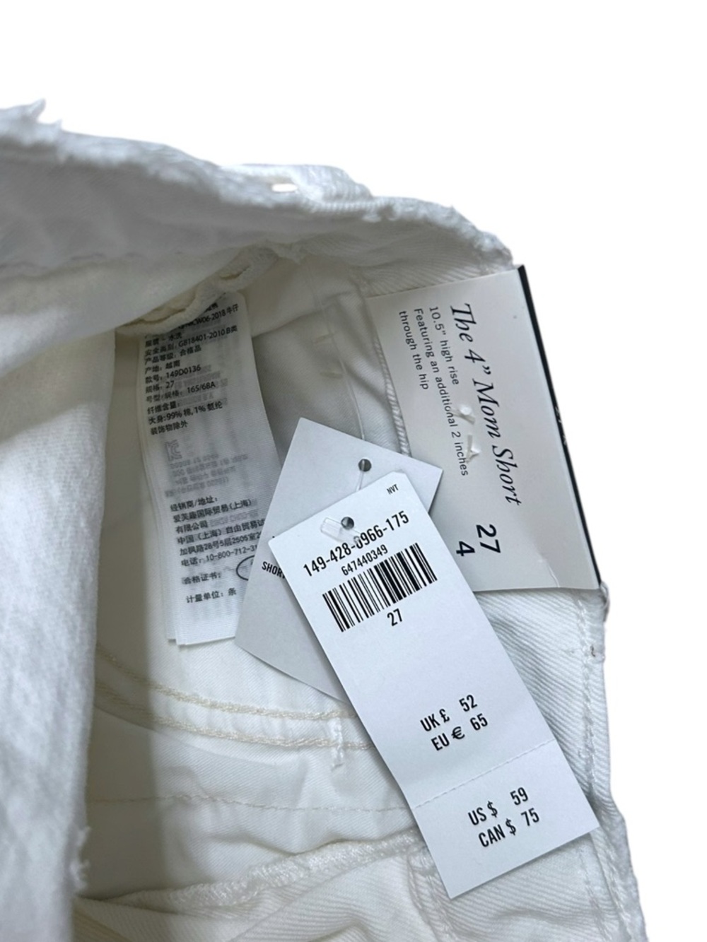 Abercrombie & Fitch Curve Love High Rise 4” White Mom Denim Shorts Size 27/4 - Picture 7 of 7